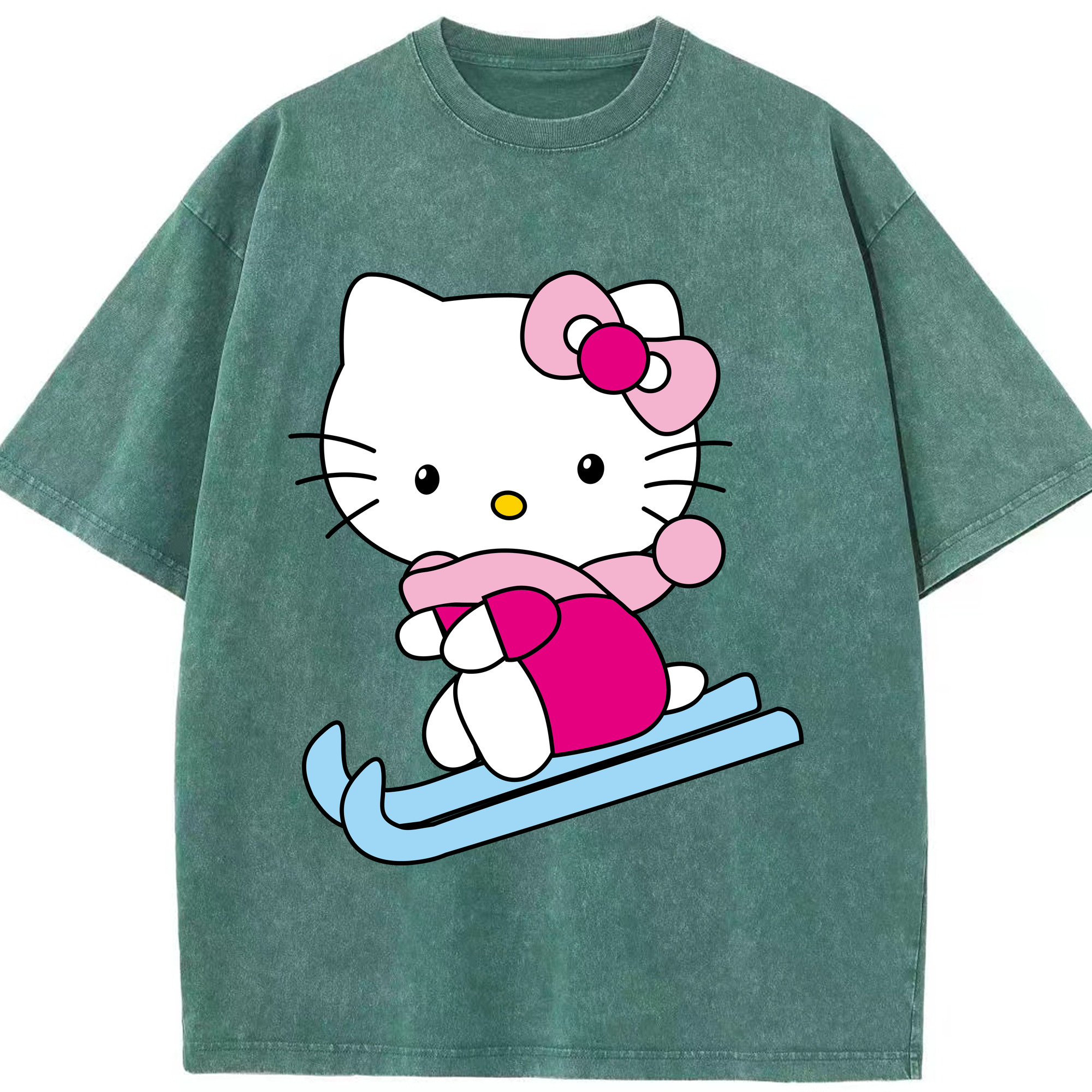 （画像用） Hello Kitty ハローキティ 綿100% ヴィンテージ風 半袖Tシャツ（フロントプリント）